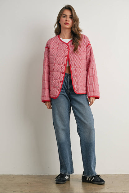 Buttoned Quilted Puffer Jacket