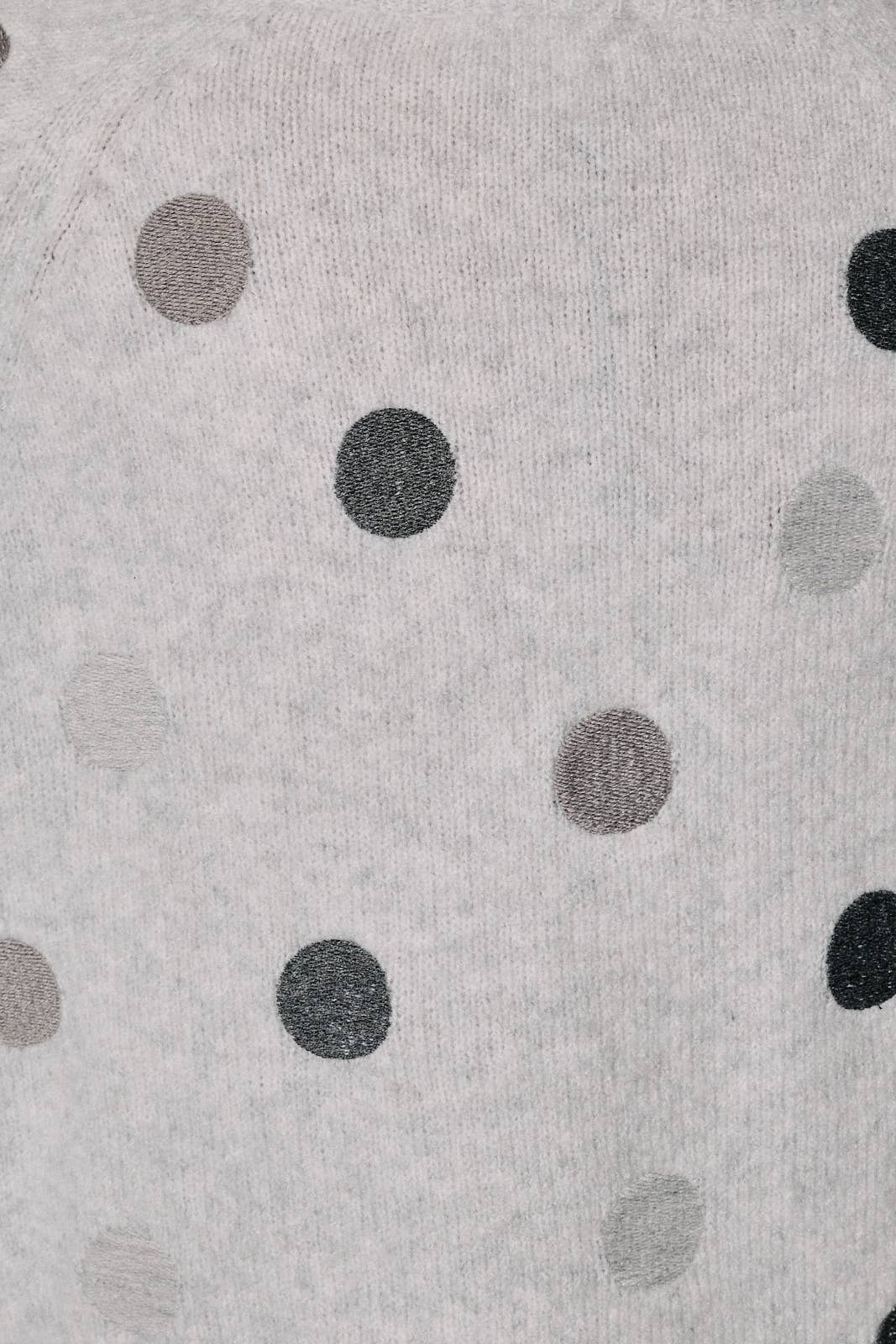 Fuzzy Polka Dot Raglan Short Sleeve Knit Sweater