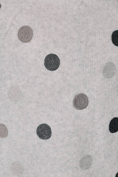 Fuzzy Polka Dot Raglan Short Sleeve Knit Sweater