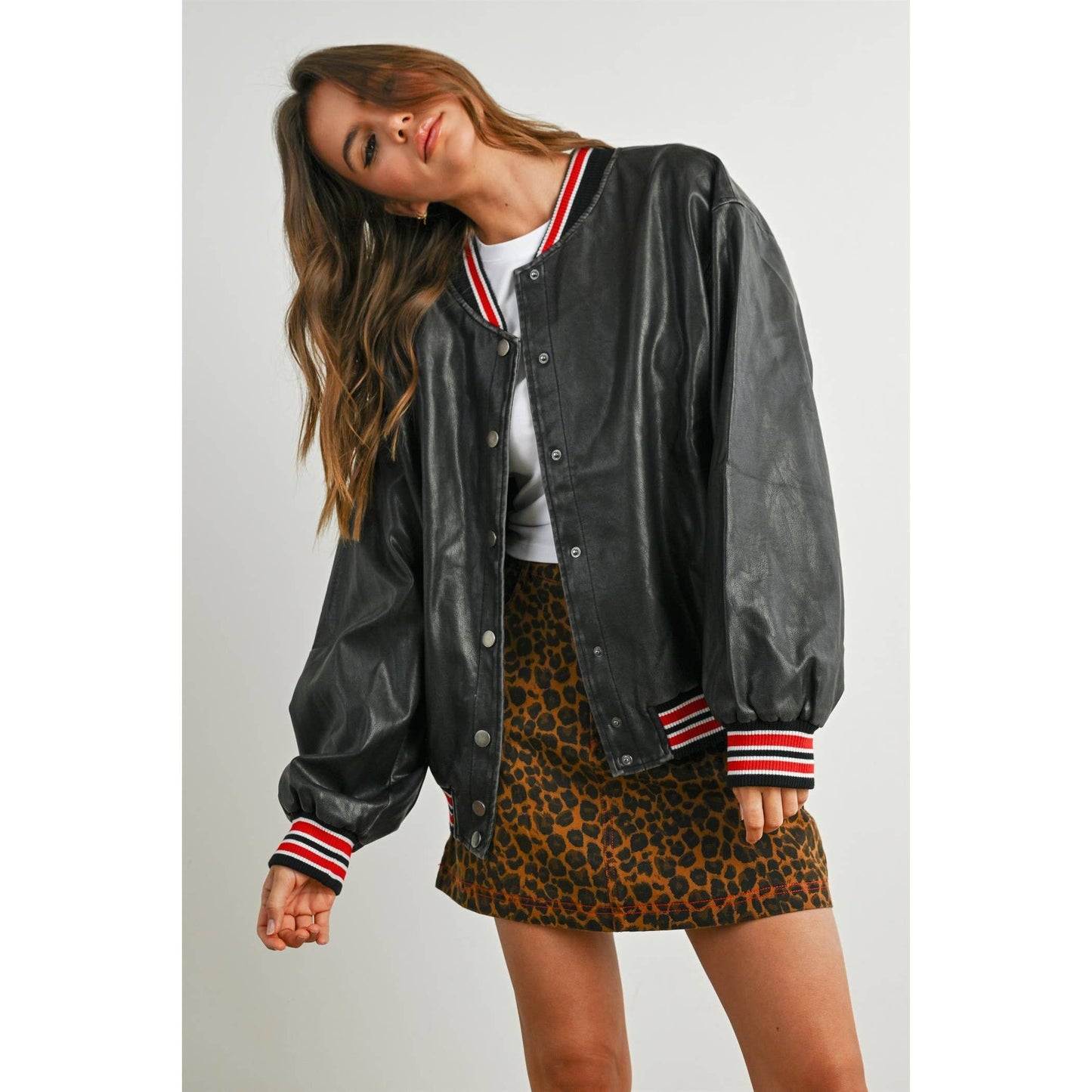 Snap-Button Varsity Bomber Jacket