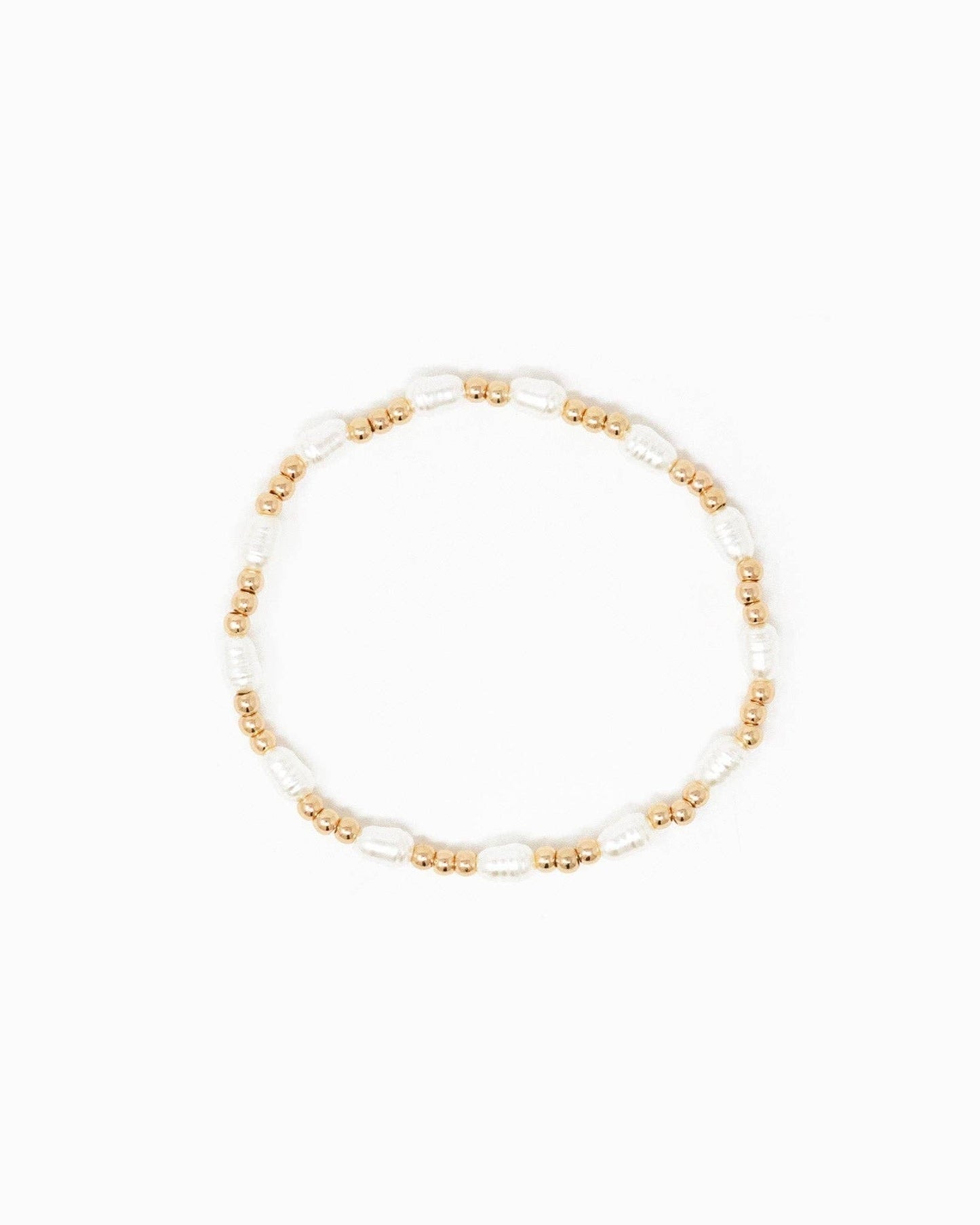 Oval Pearl Gold Ball Stretch Bracelet
