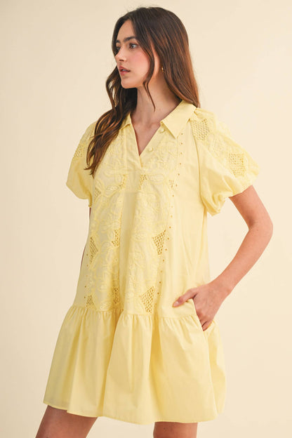 Floral Embroidery Mini Dress