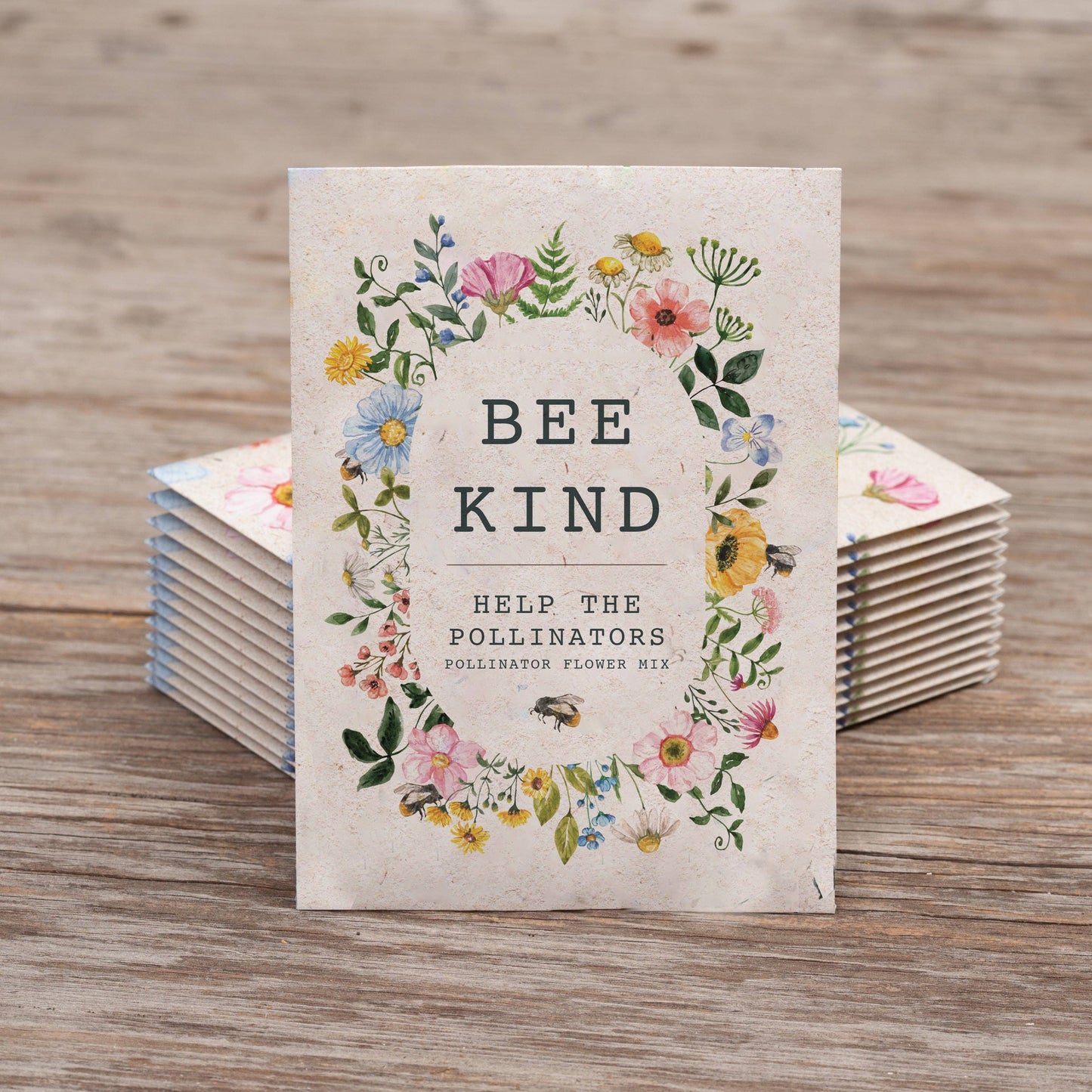 Bee Kind Help Pollinators Kraft Bee - Flower Mix Seed Packets
