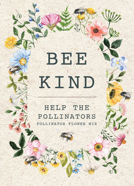Bee Kind Help Pollinators Kraft Bee - Flower Mix Seed Packets