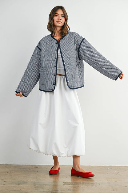 Buttoned Quilted Puffer Jacket