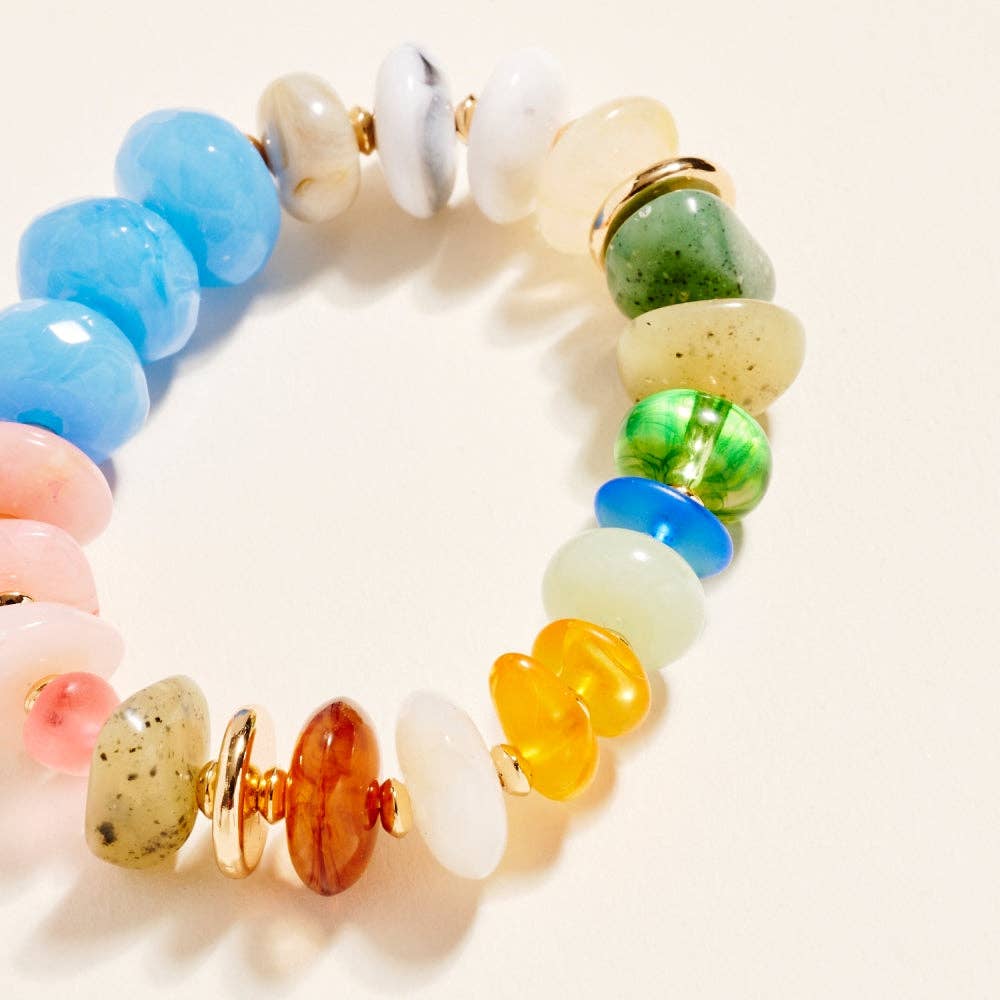 7.25 Mixed Colorful Resin Bead Stretch Bracelet