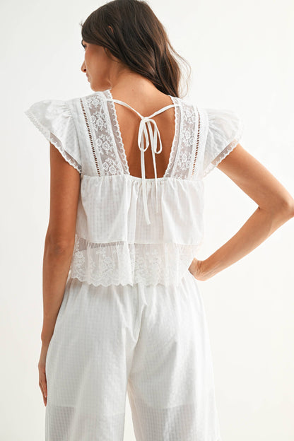 CST10128J LACE-TRIMMED BLOUSE