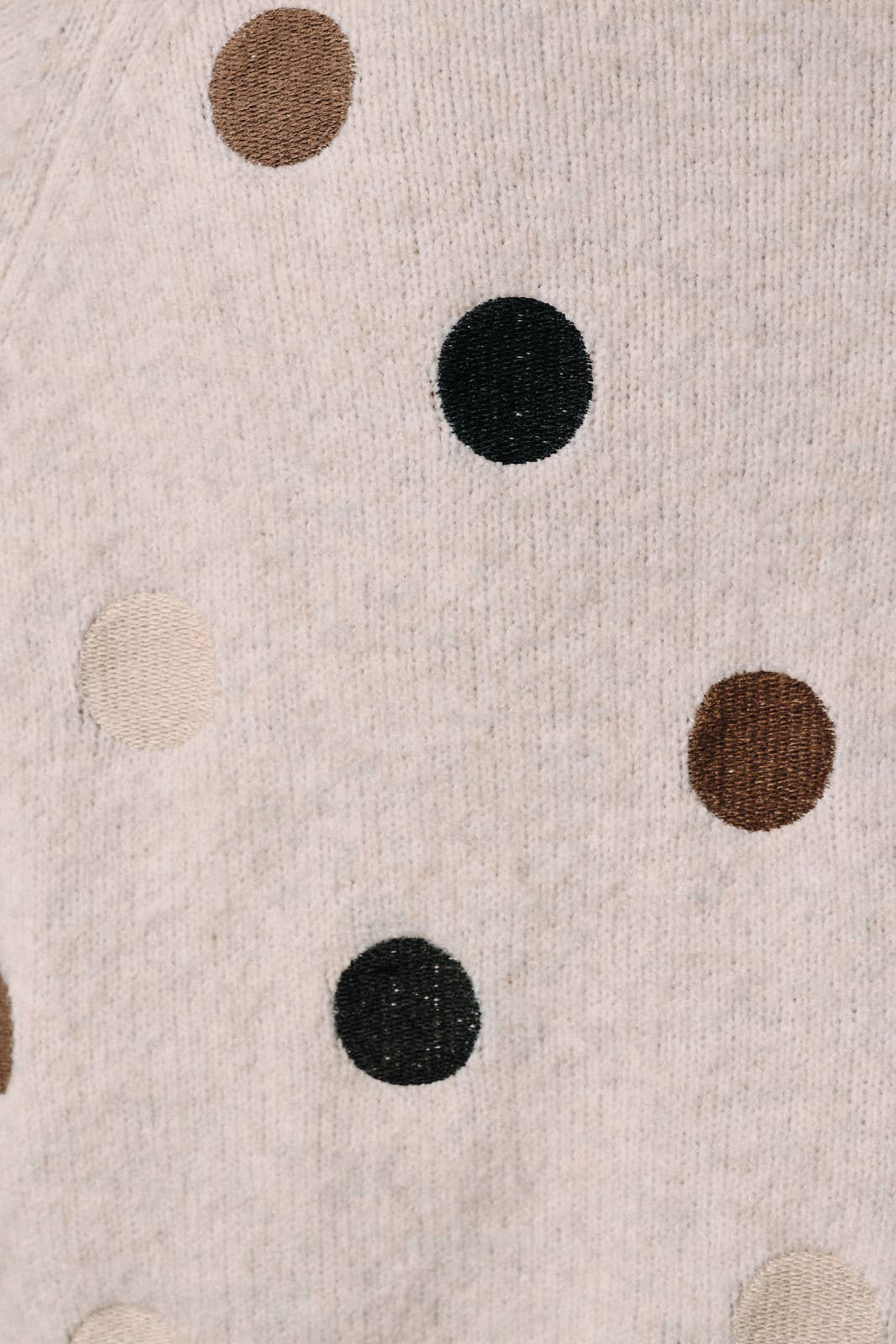 Fuzzy Polka Dot Raglan Short Sleeve Knit Sweater