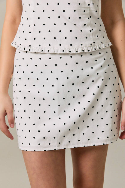 MID WAISTED POLKA DOT MINI SKIRT