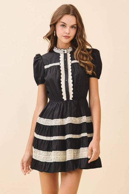 Lace Trim Mini Dress