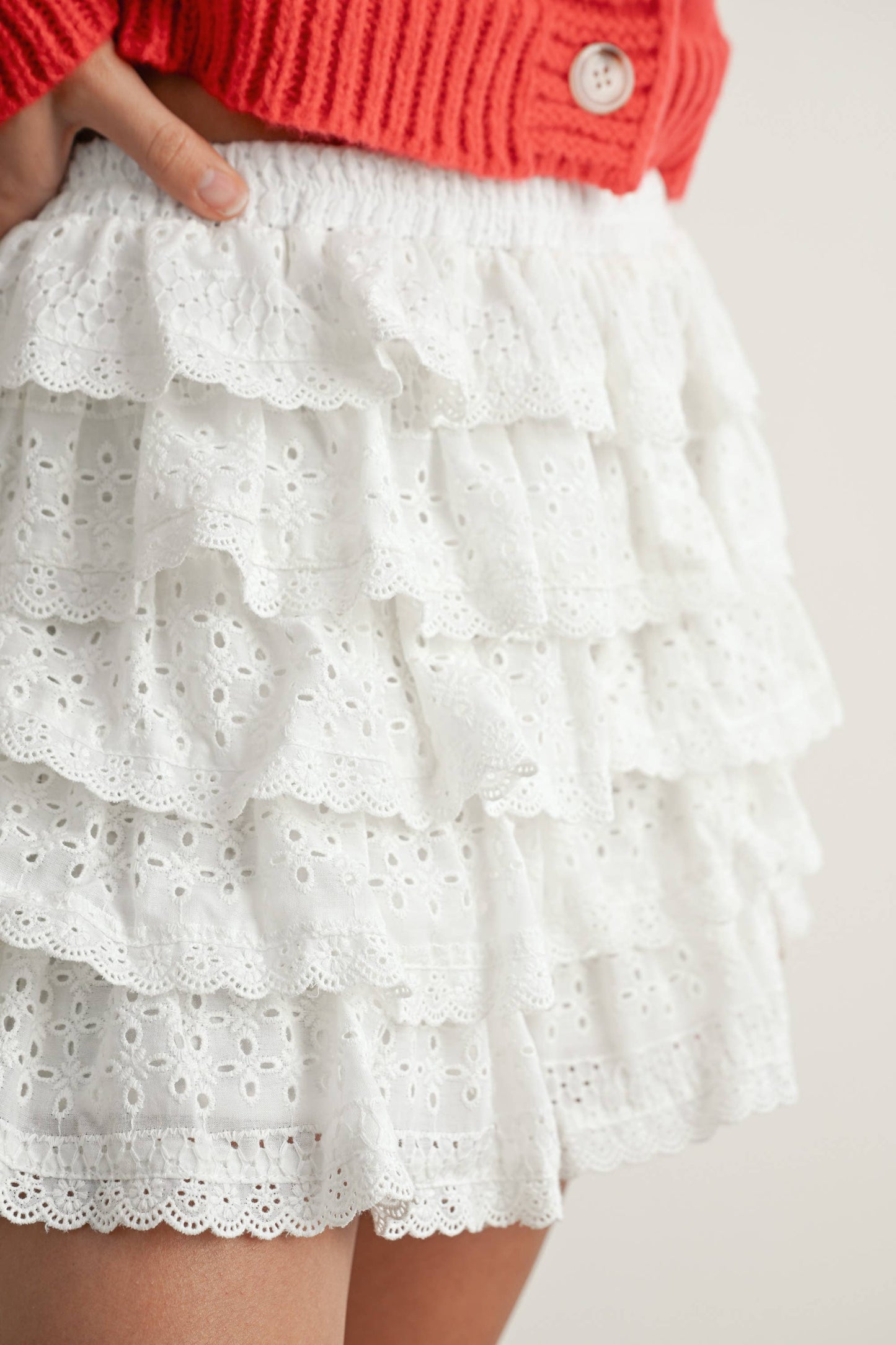 Ruffle Eyelet Mini Skort