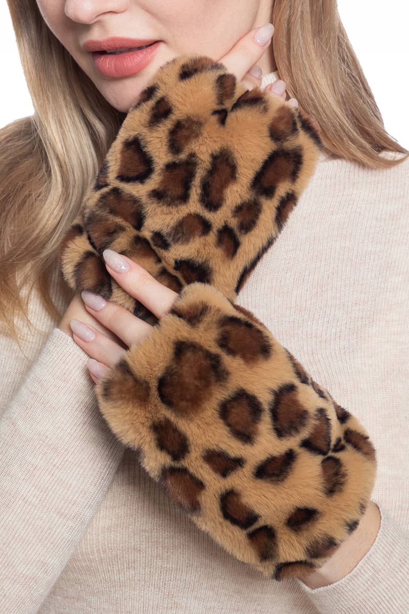 Leopard Fingerless Gloves