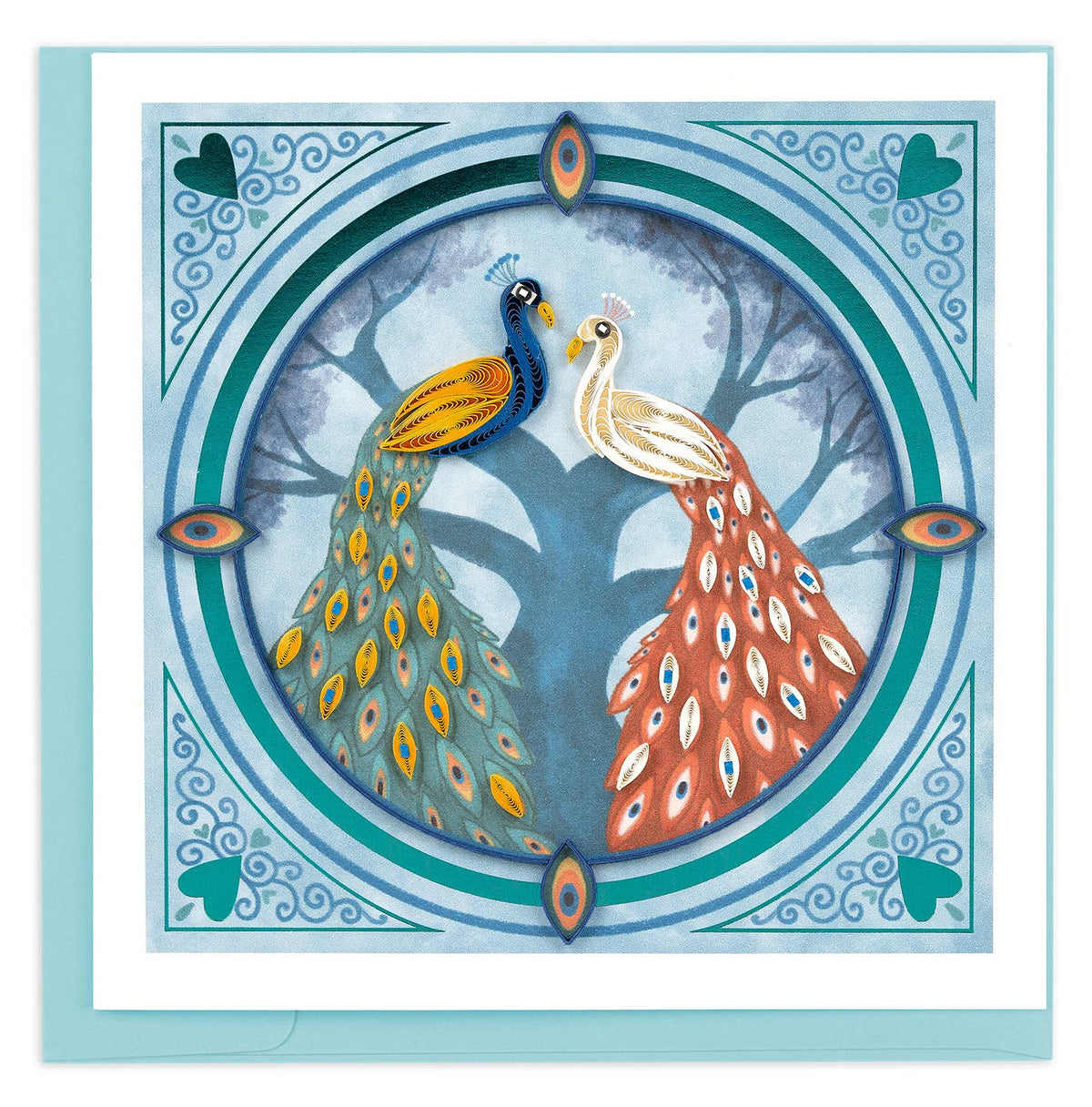 Quilled Peacock Pair Greeting Card