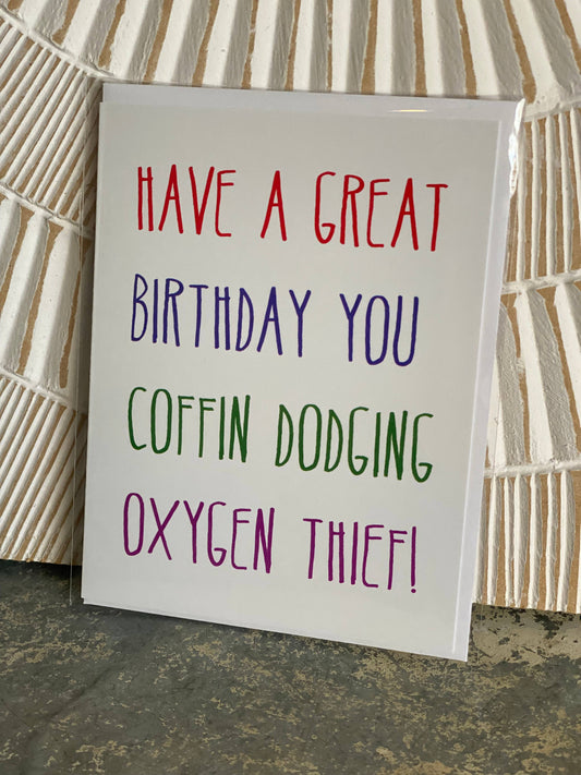 Coffin Dodging Greeting Card