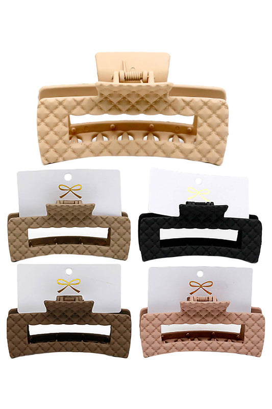 Diamond Wide Block Matte Earth Tone Hair Clip