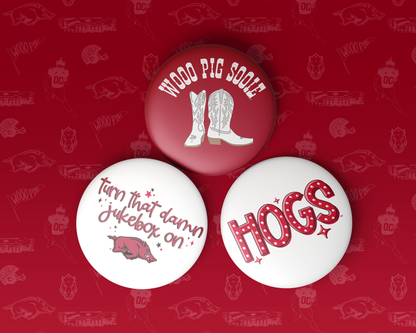Arkansas Game Day Tailgate Buttons | Gameday Pins | Pinback