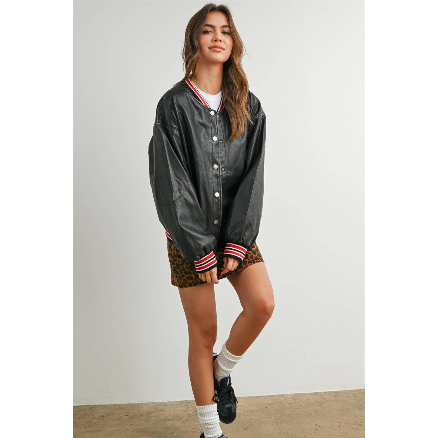 Snap-Button Varsity Bomber Jacket
