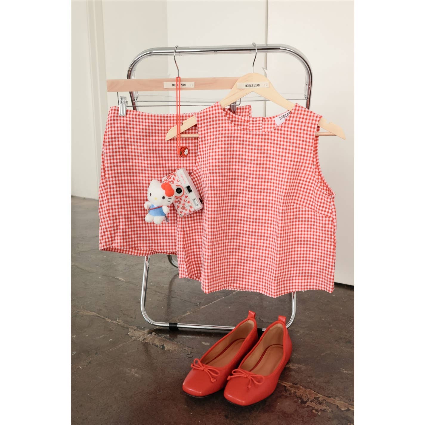 Gingham Checkered Sleeveless Top And Skort Set