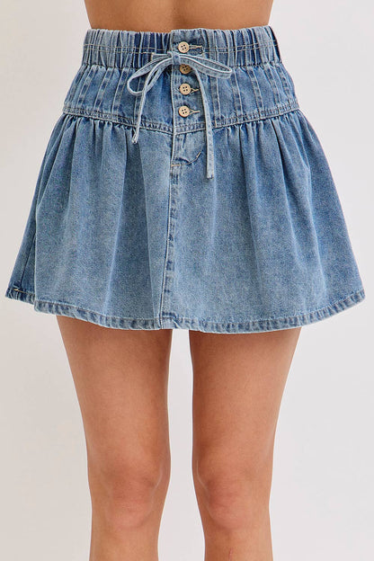 HIGH WAISTED MINI DENIM SKIRT