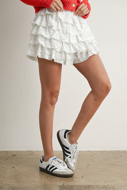 Ruffle Eyelet Mini Skort