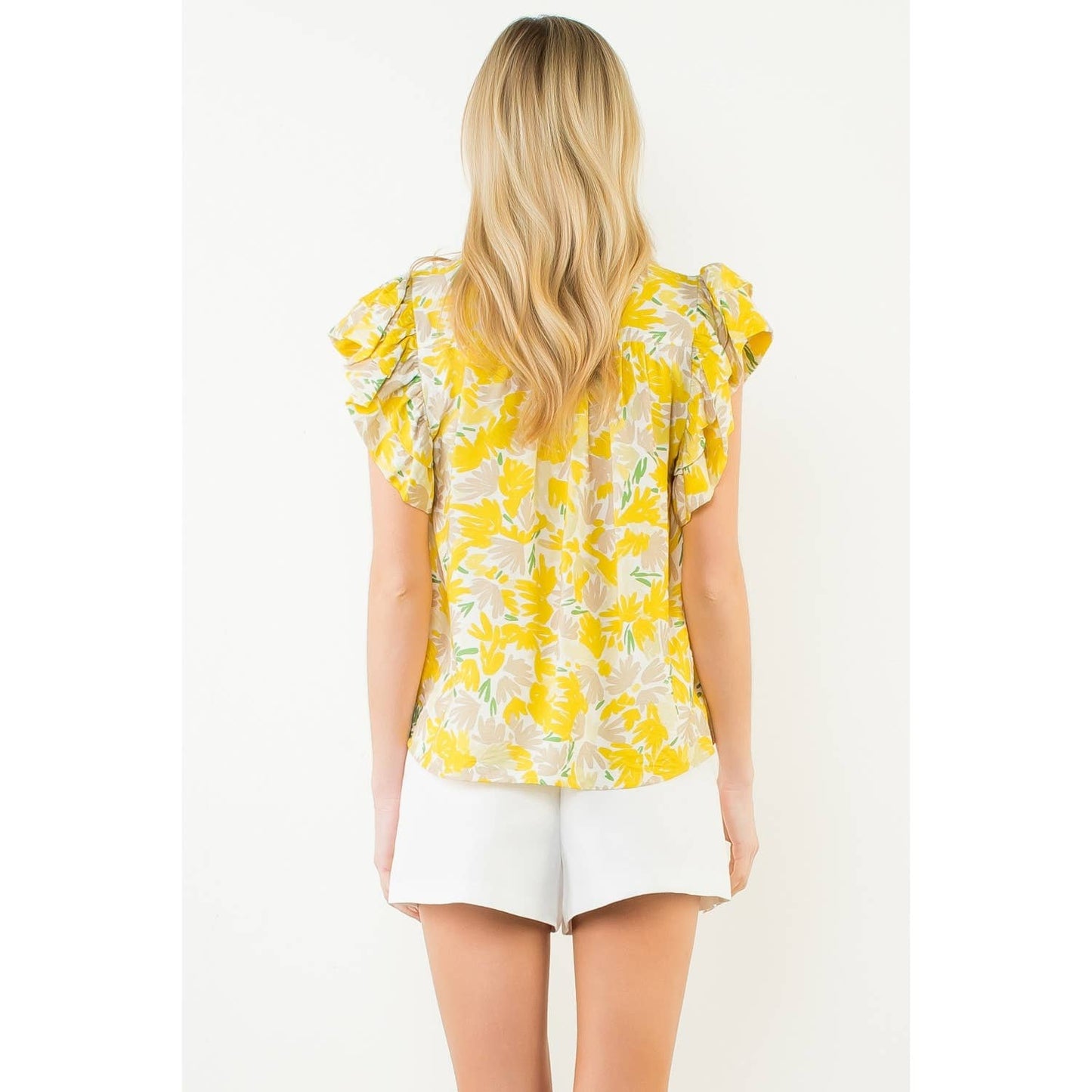 Flowy Sleeve Floral Print V-Neck Top