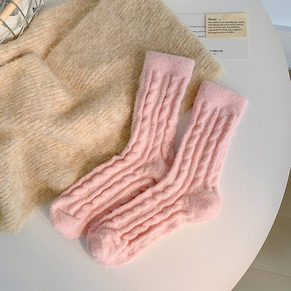 Cable Knit Fuzzy Socks