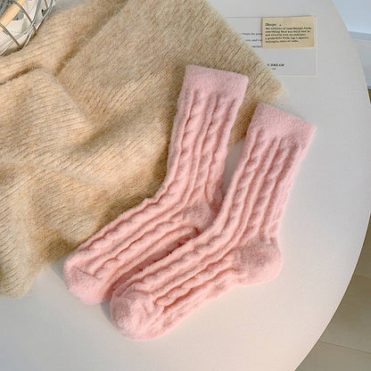 Cable Knit Fuzzy Socks