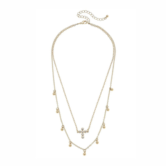 Elizabeth Pave Cross Layered Necklace