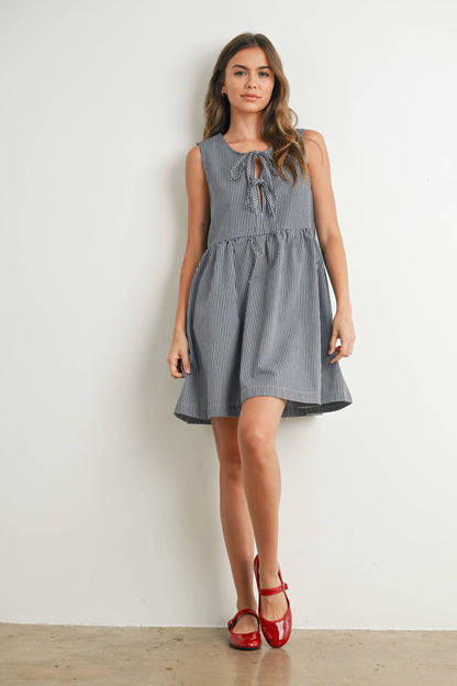 Mini Red Stripe Bowknot Dress