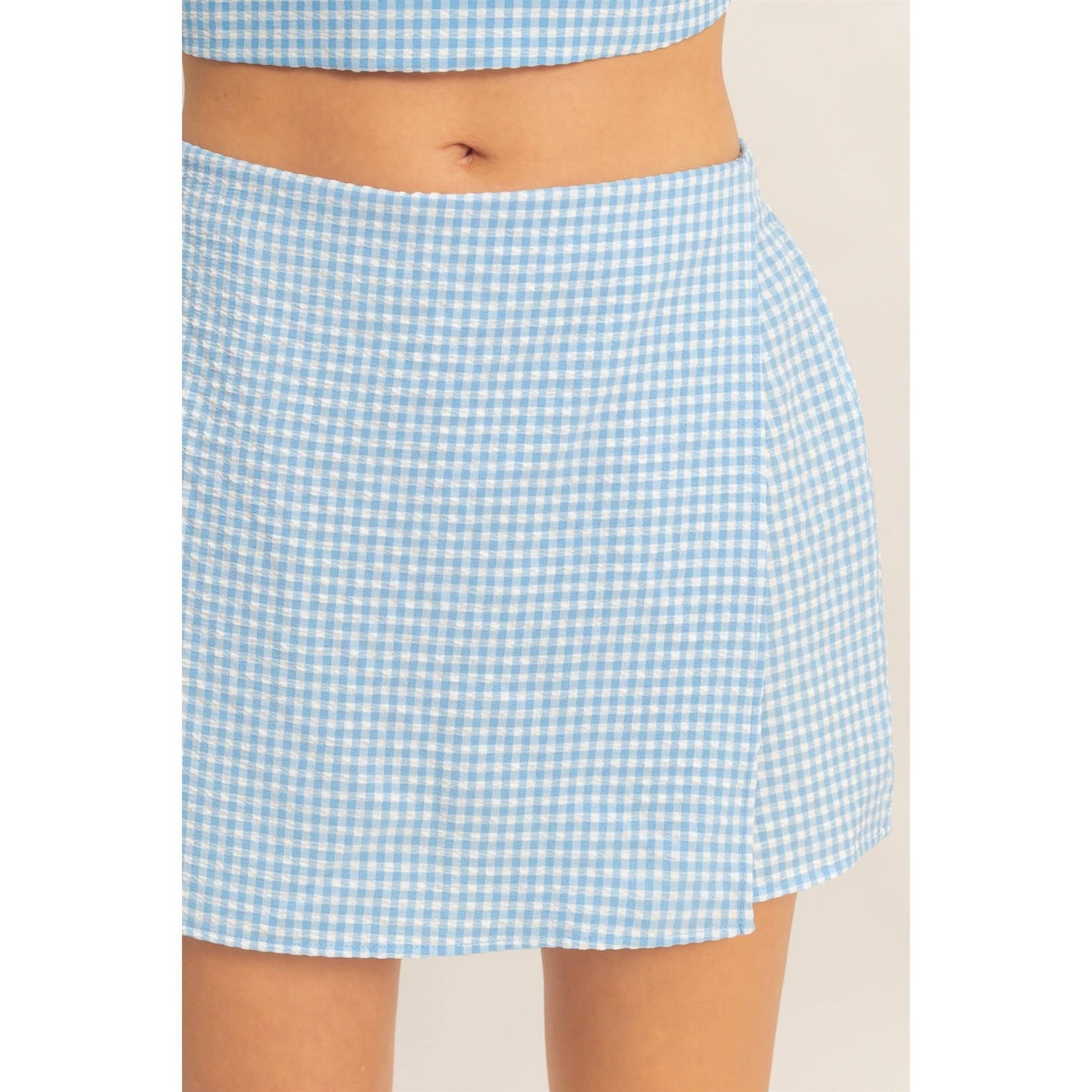 Gingham Checkered Sleeveless Top And Skort Set