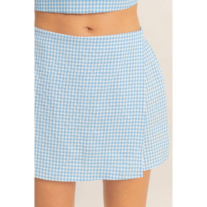 Gingham Checkered Sleeveless Top And Skort Set