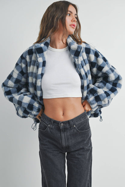 Drop Shoulder Plaid Jacket