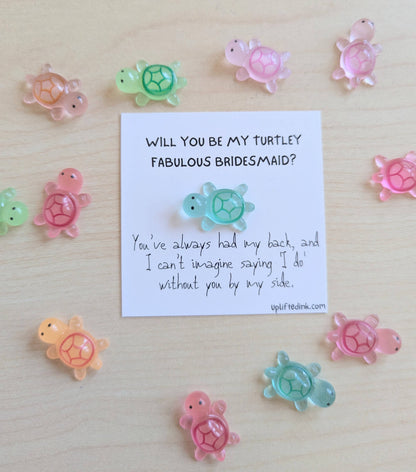 Bridesmaid Proposal Card with Turtle Figurine Gift