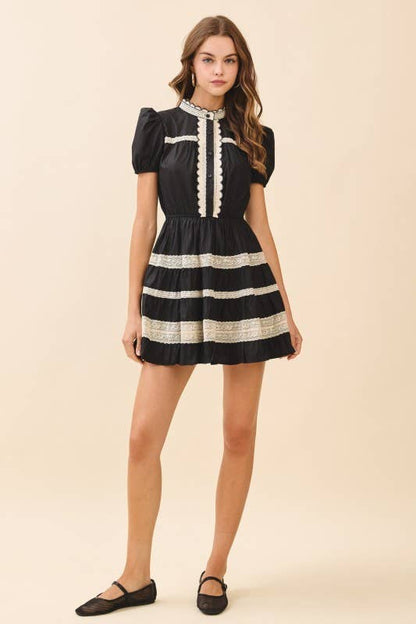 Lace Trim Mini Dress