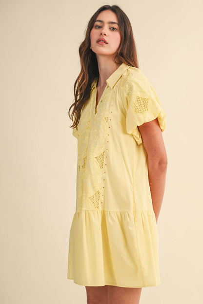 Floral Embroidery Mini Dress