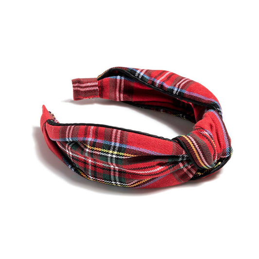 KNOTTED PLAID HEADBAND