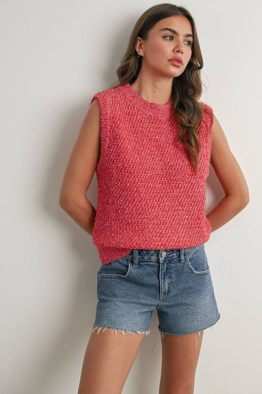 Sleeveless Crew Neck Sweater Knit Vest