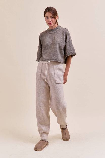 Mock Neck Short Sleeve Sweater