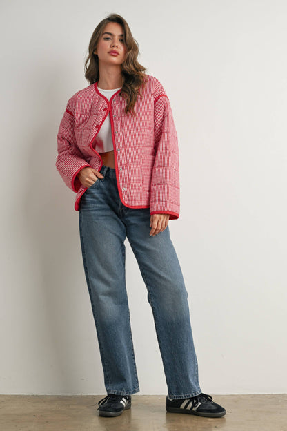 Buttoned Quilted Puffer Jacket