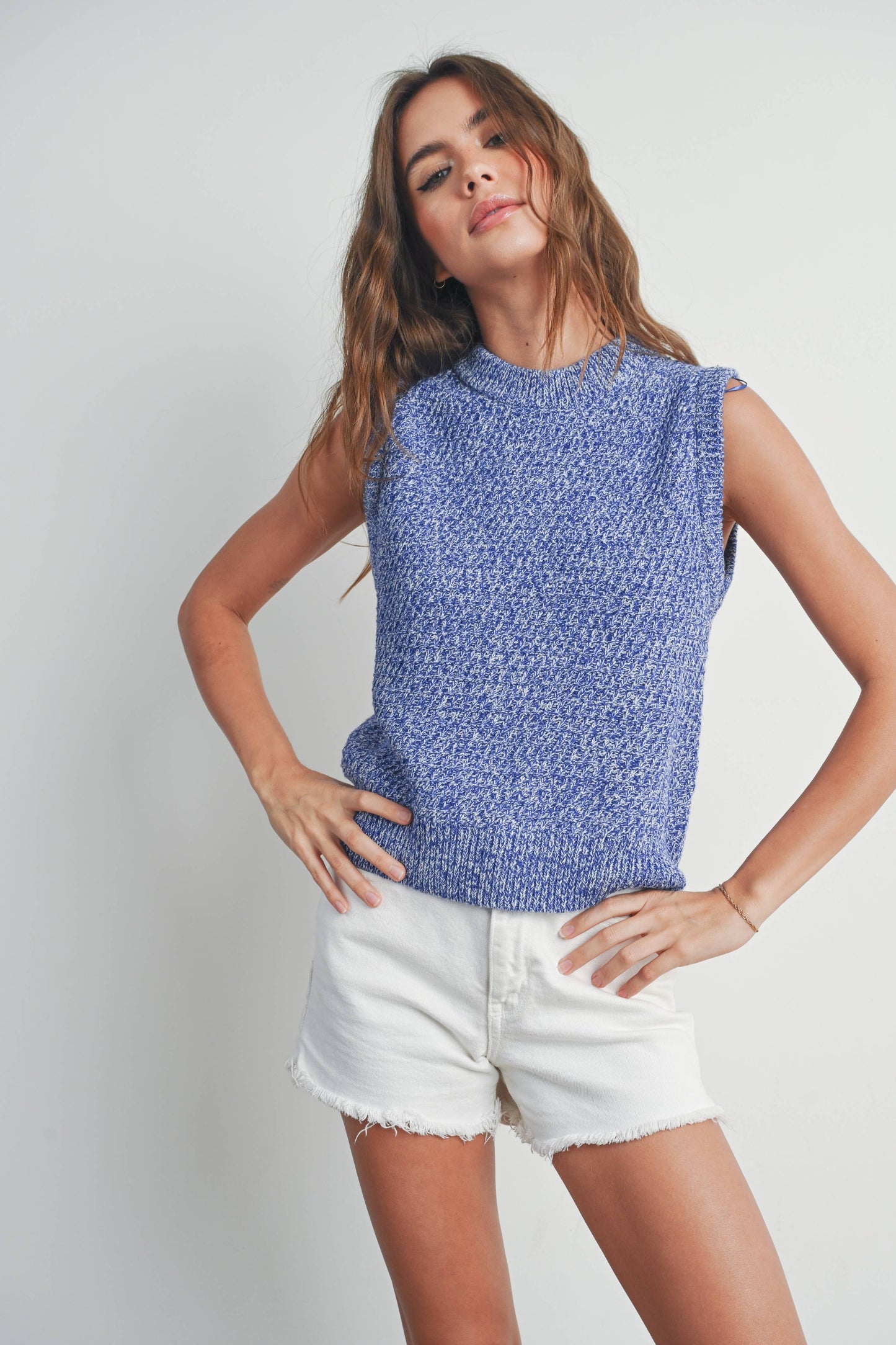 Sleeveless Crew Neck Sweater Knit Vest