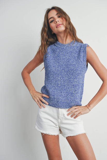 Sleeveless Crew Neck Sweater Knit Vest