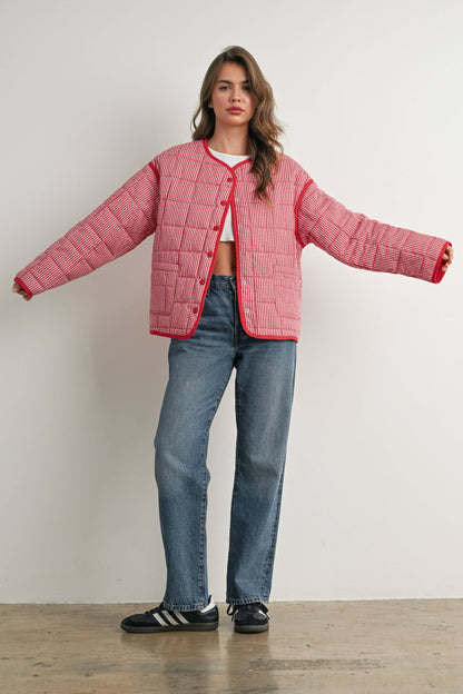 Buttoned Quilted Puffer Jacket