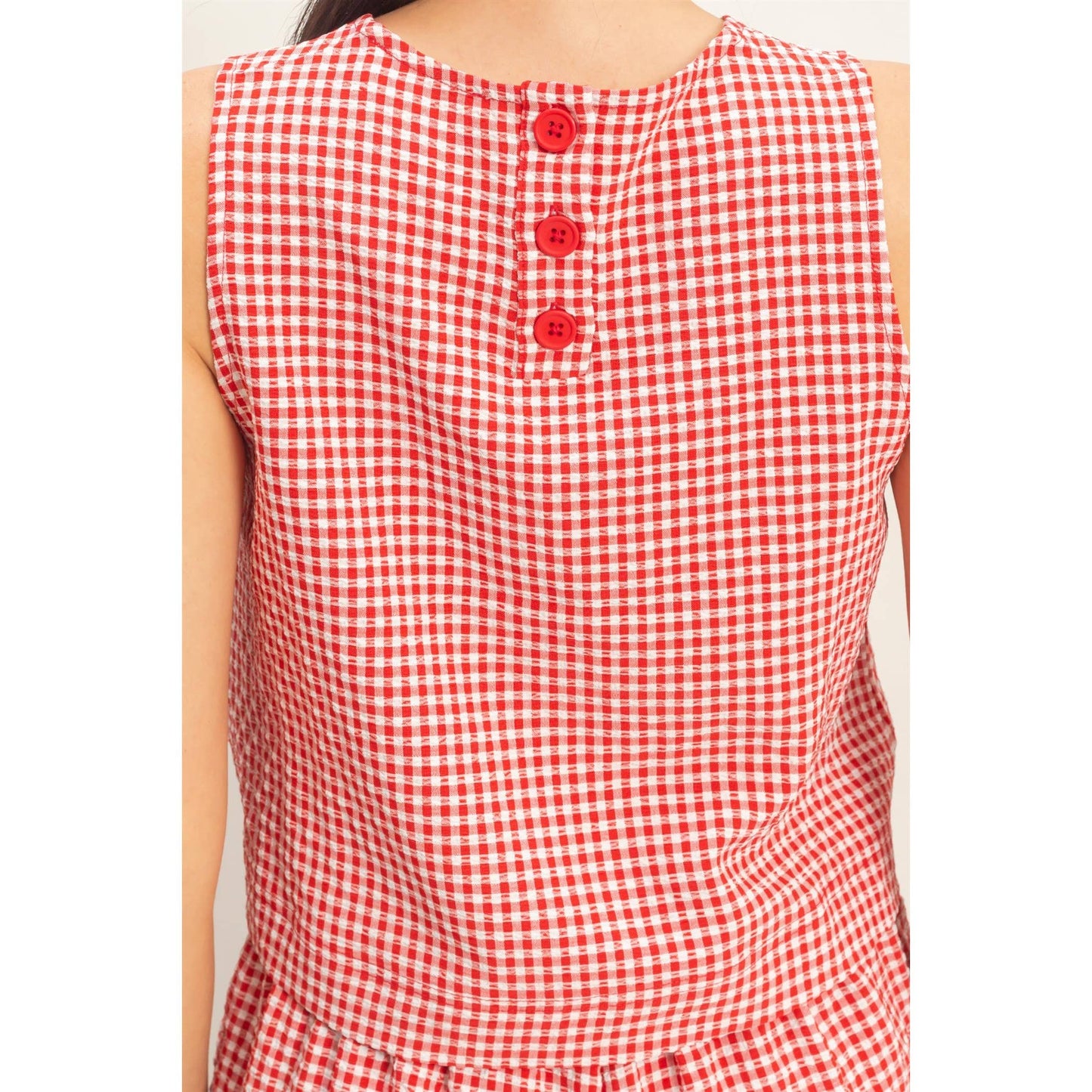 Gingham Checkered Sleeveless Top And Skort Set