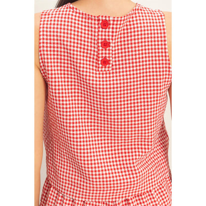Gingham Checkered Sleeveless Top And Skort Set