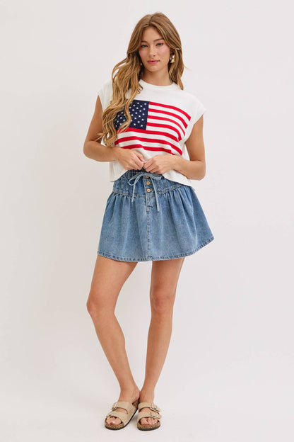 HIGH WAISTED MINI DENIM SKIRT