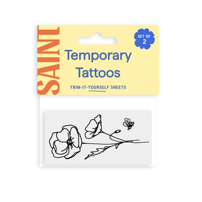 August Birth Flower - Poppy Temporary Tattoos