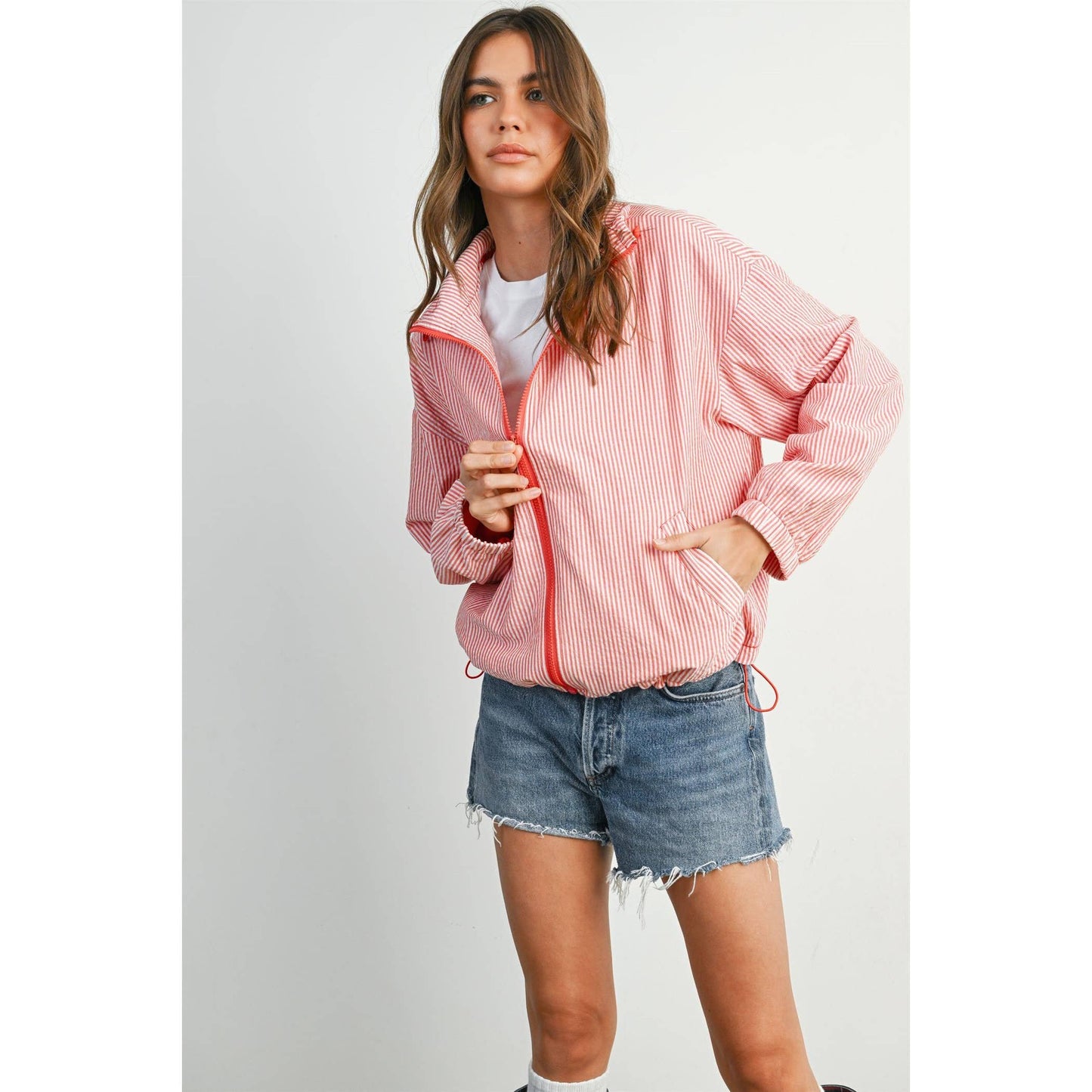 Striped Drawstring Jacket