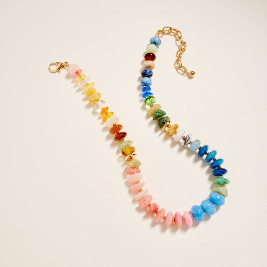 17 Inch Mixed Colorful Ombre Resin Bead Necklace