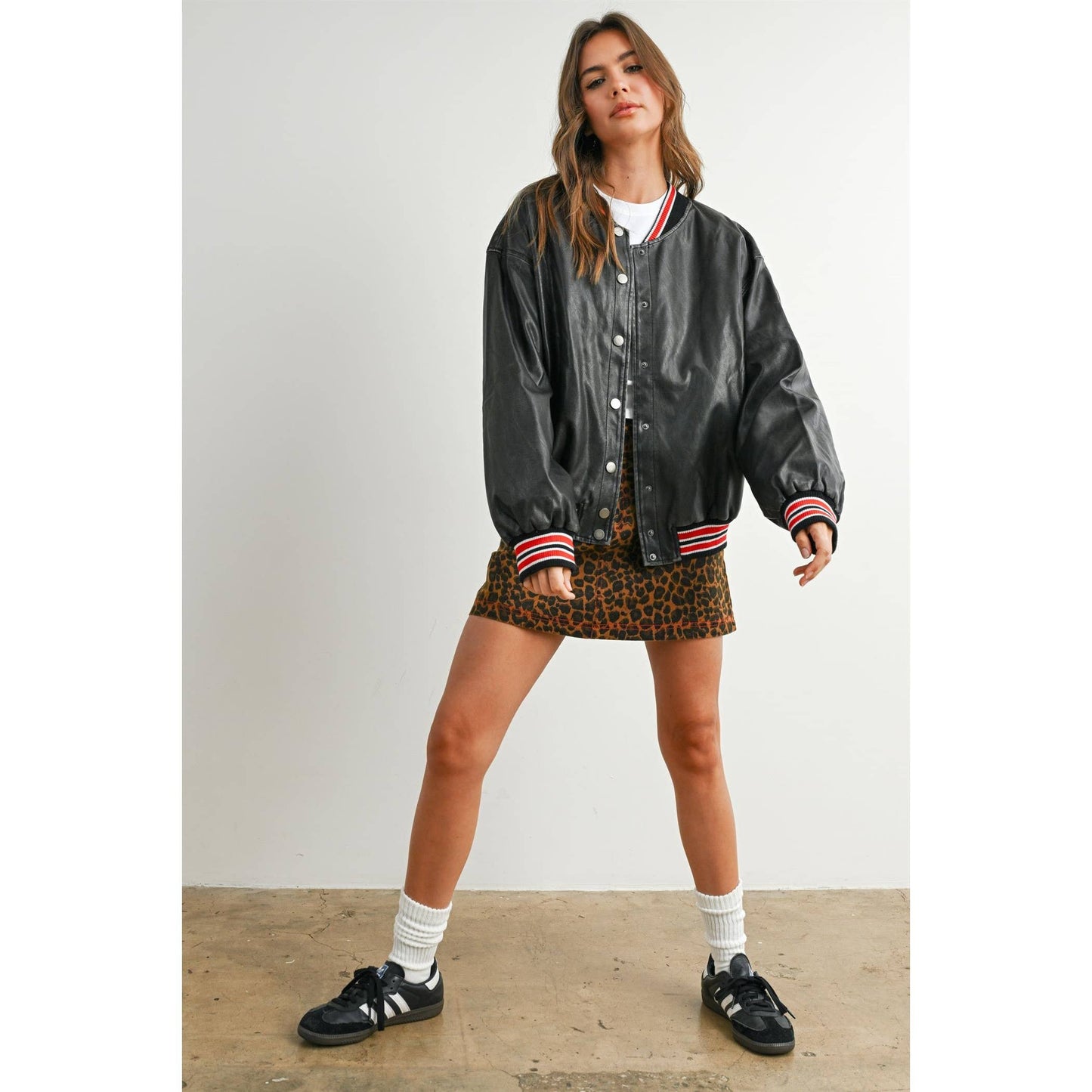 Snap-Button Varsity Bomber Jacket
