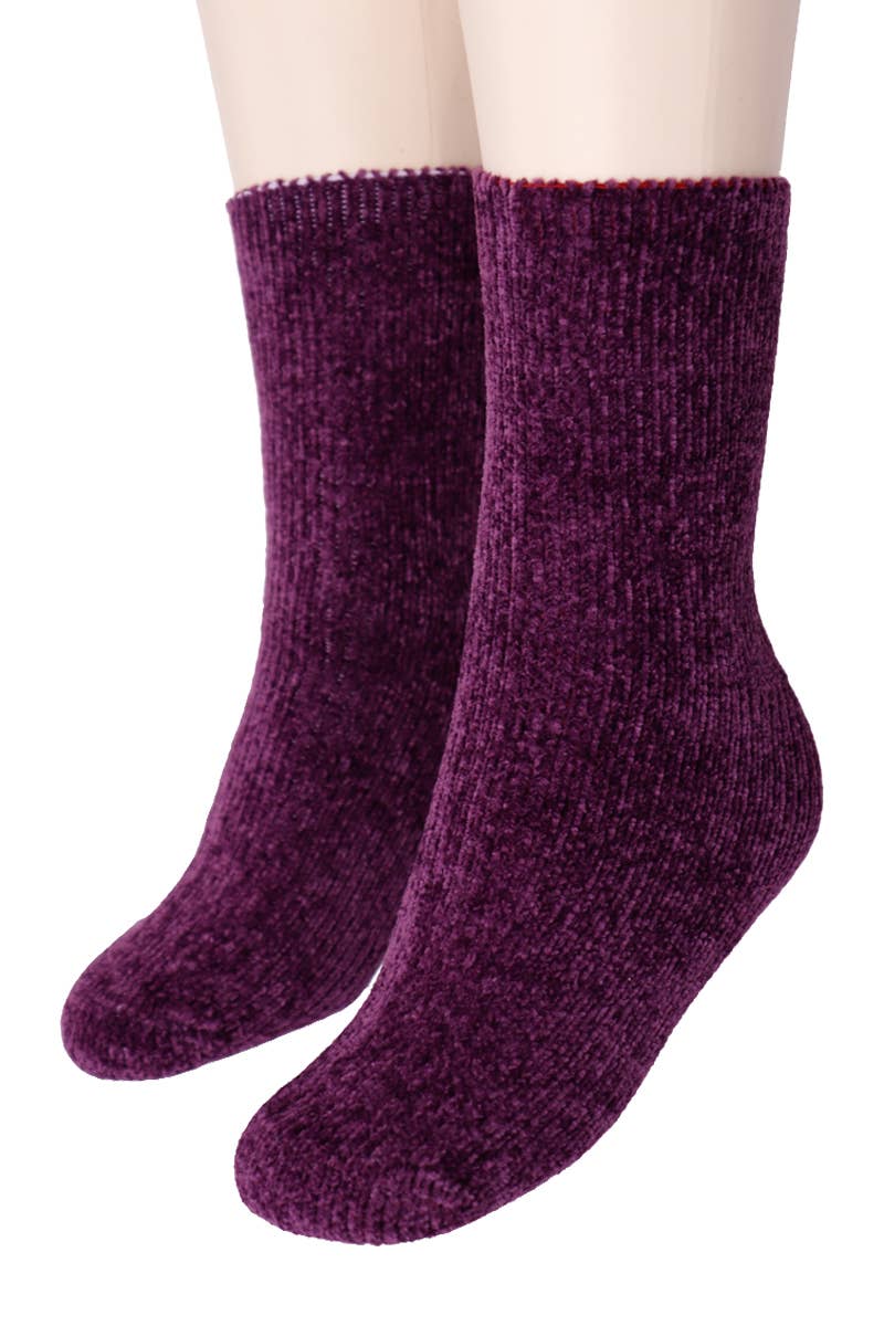 Velvety Chenille Knitted Quarter Socks